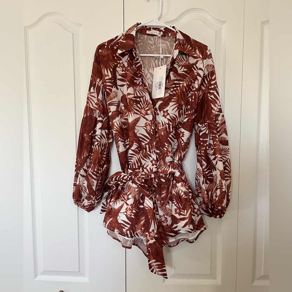 One and only collective burnt orange floral long sleeved romper